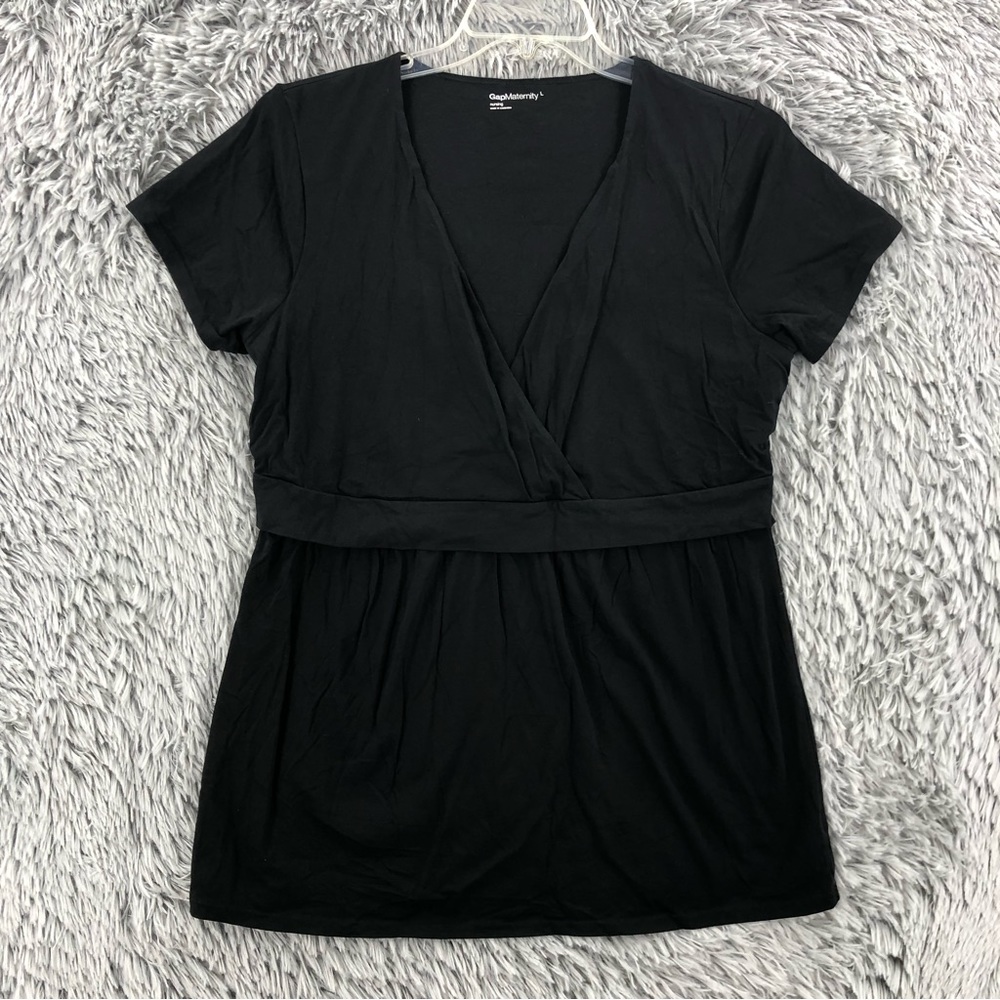Gap Maternity Shirt Nursing Womens Large Black Vneck Top Shirt